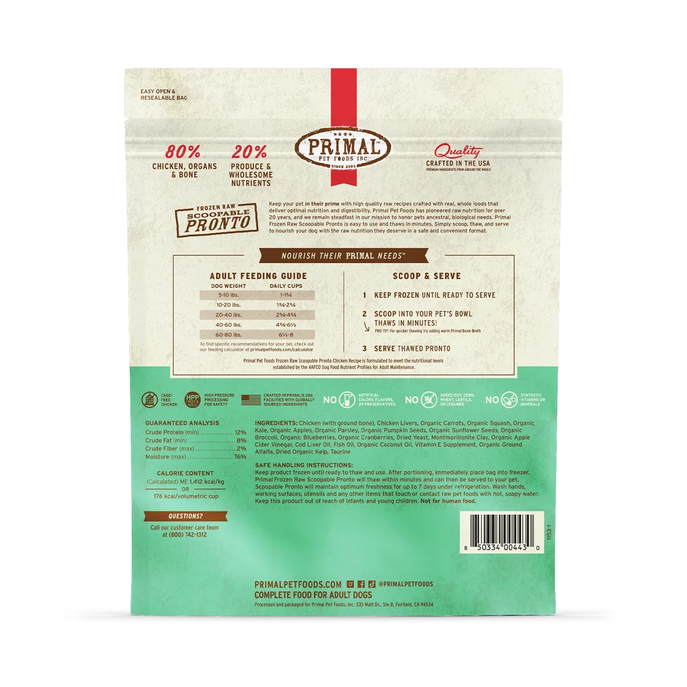 Primal Frozen Raw Scoopable Pronto – Chicken