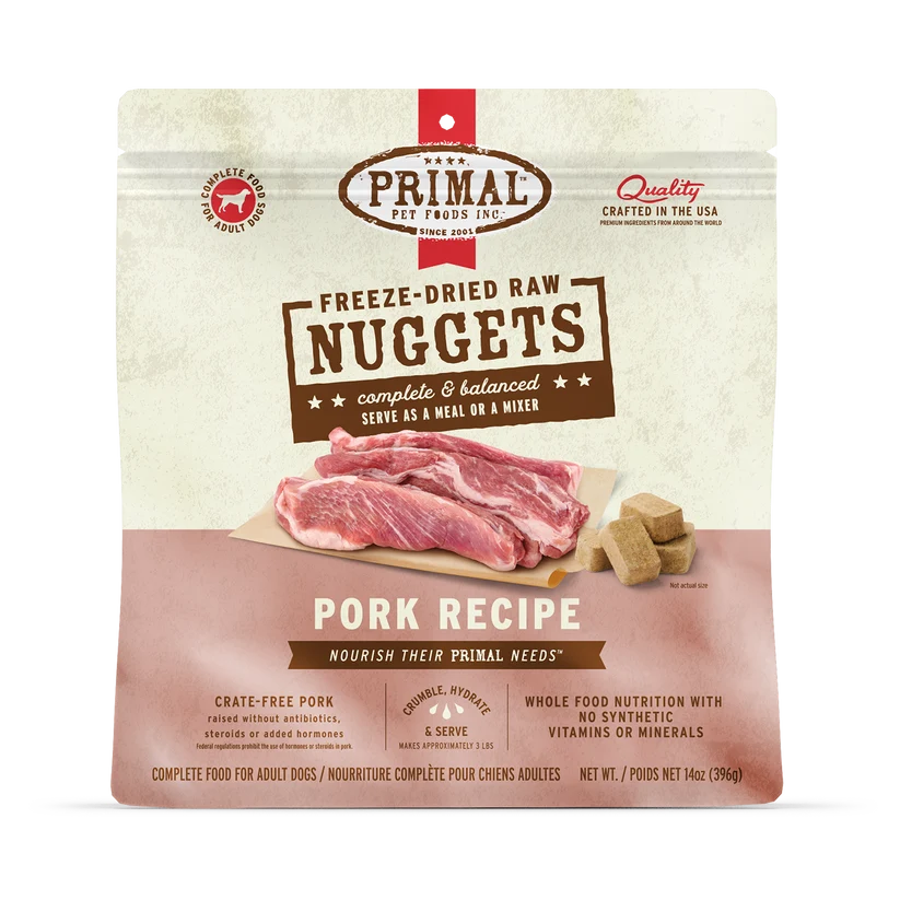 Primal Freeze-Dried Raw Nuggets Pork Recipe dog food bag