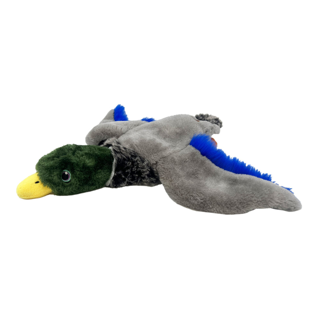 KONG Low Stuff Squeaker Mallard plush duck toy side view
