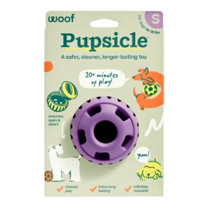 Purple Woof Pupsicle dog toy in Large packaging