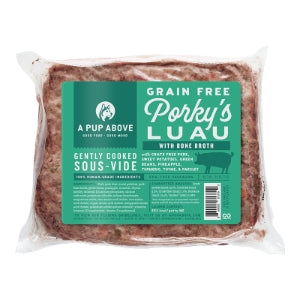 A Pup Above Porky's Luau gently cooked grain-free dog food package