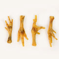 Four natural dried chicken feet dog chews