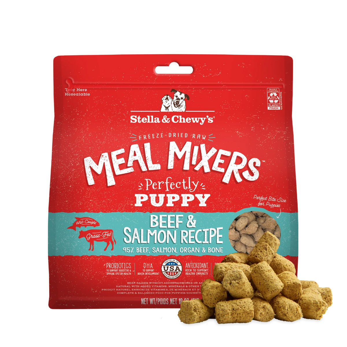Stella & Chewy's Freeze-Dried Raw Meal Mixers Perfectly Puppy Beef & Salmon Recipe bag