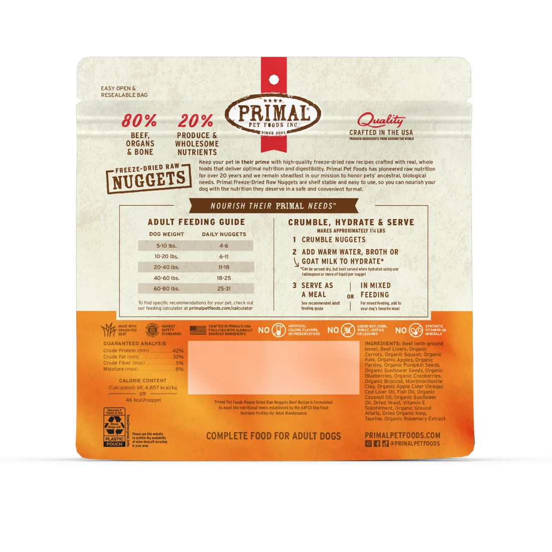 Primal Freeze-Dried Raw Nuggets Beef Recipe