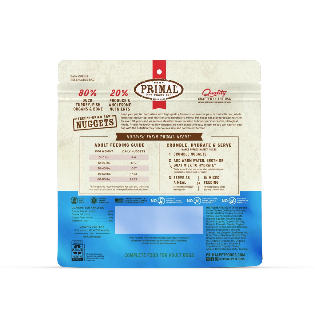 Primal Freeze-Dried Raw Nuggets Duck Recipe