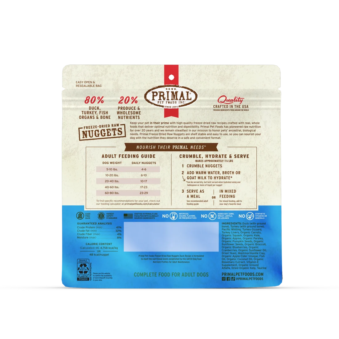 Primal Freeze-Dried Raw Nuggets Duck Recipe