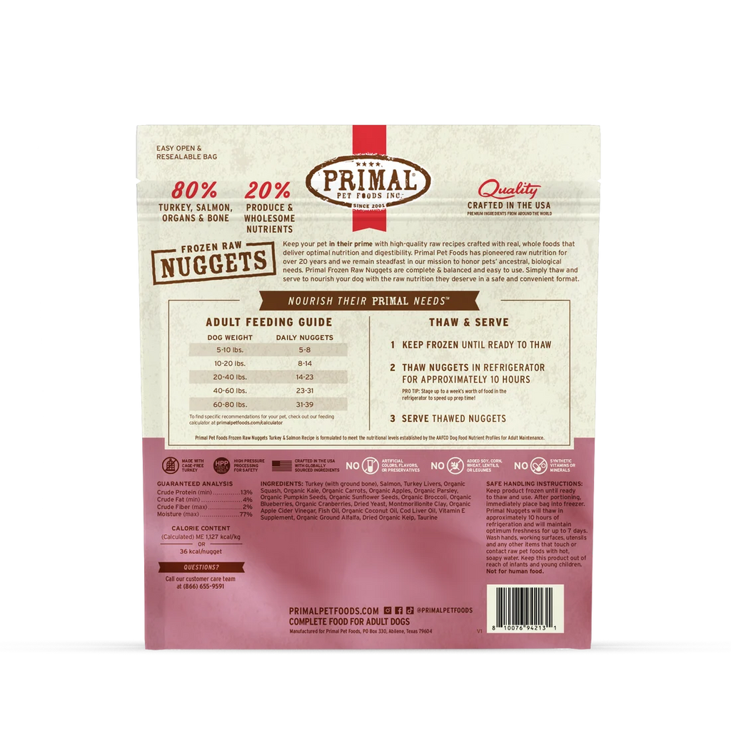 Primal Frozen Raw Nuggets – Turkey & Salmon Recipe (3 lb)
