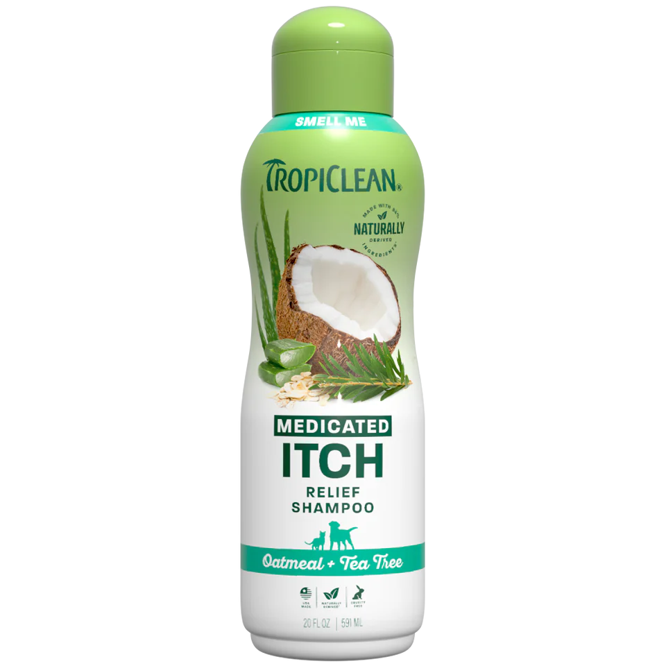 TropiClean Medicated Itch Relief Shampoo Oatmeal + Tea Tree 20 fl oz
