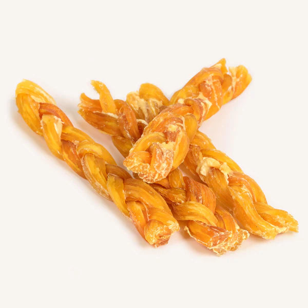 Natural braided beef backstrap sticks for dogs