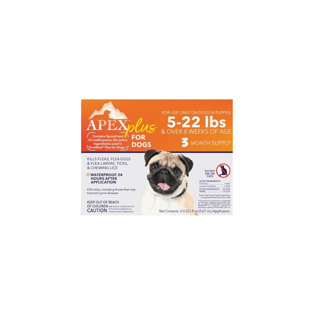 APEX Plus Flea & Tick Treatment for Dogs 5-22 lbs 3-month supply box
