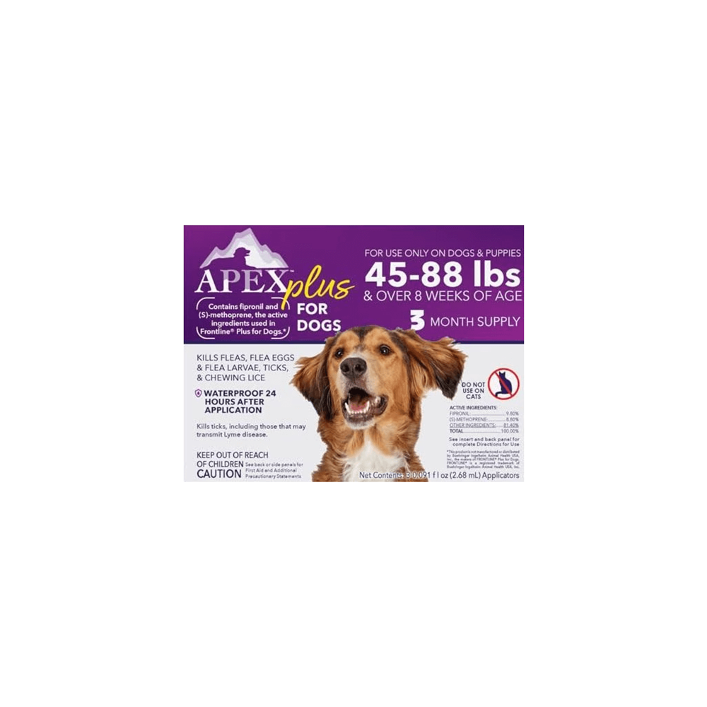 APEX Plus Flea & Tick Treatment for Dogs 45-88 lbs 3-month supply box