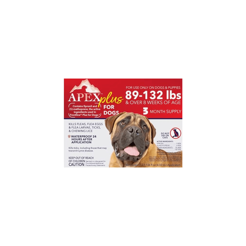 APEX Plus Flea & Tick Treatment for Dogs 89-132 lbs 3-month supply box
