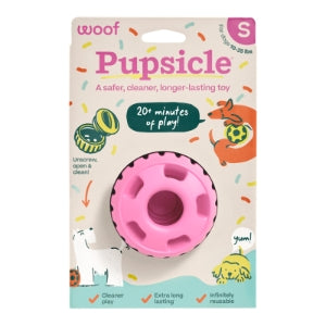 Pink Woof Pupsicle dog toy in Small packaging