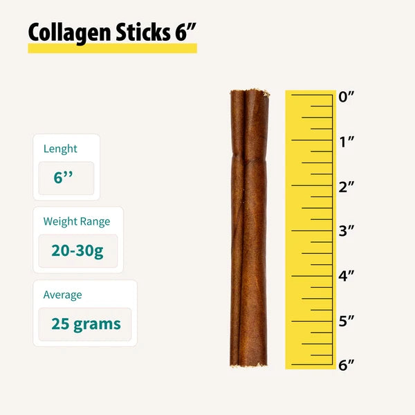 6 inch collagen stick dog chew with size ruler