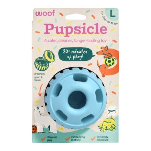 Blue Woof Pupsicle dog toy in Small packaging