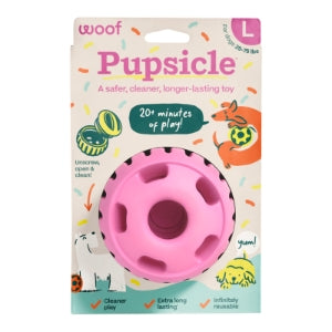 Pink Woof Pupsicle dog toy in Large packaging