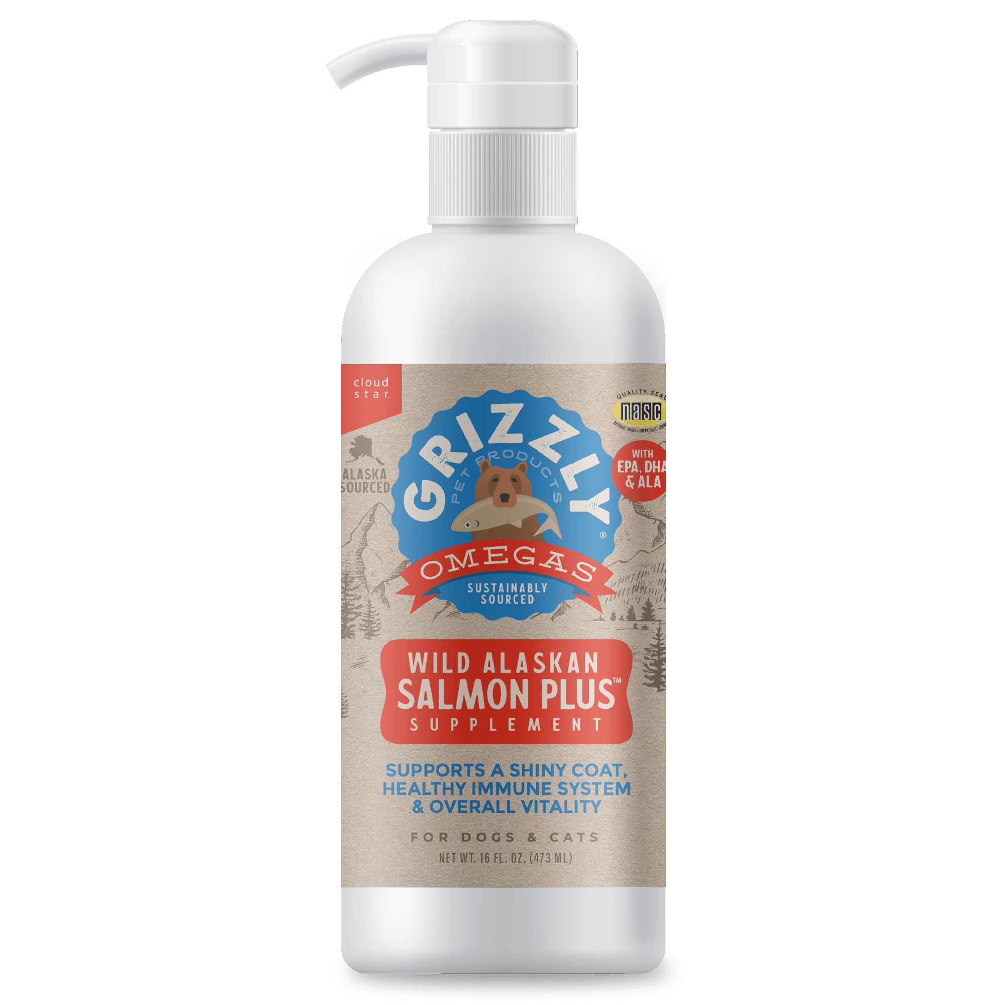 Grizzly Wild Alaskan Salmon Plus Supplement for Dogs & Cats