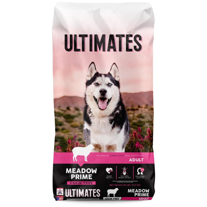 Ultimates Meadow Prime Grain-Free Adult Dry Dog Food 28lb bag front