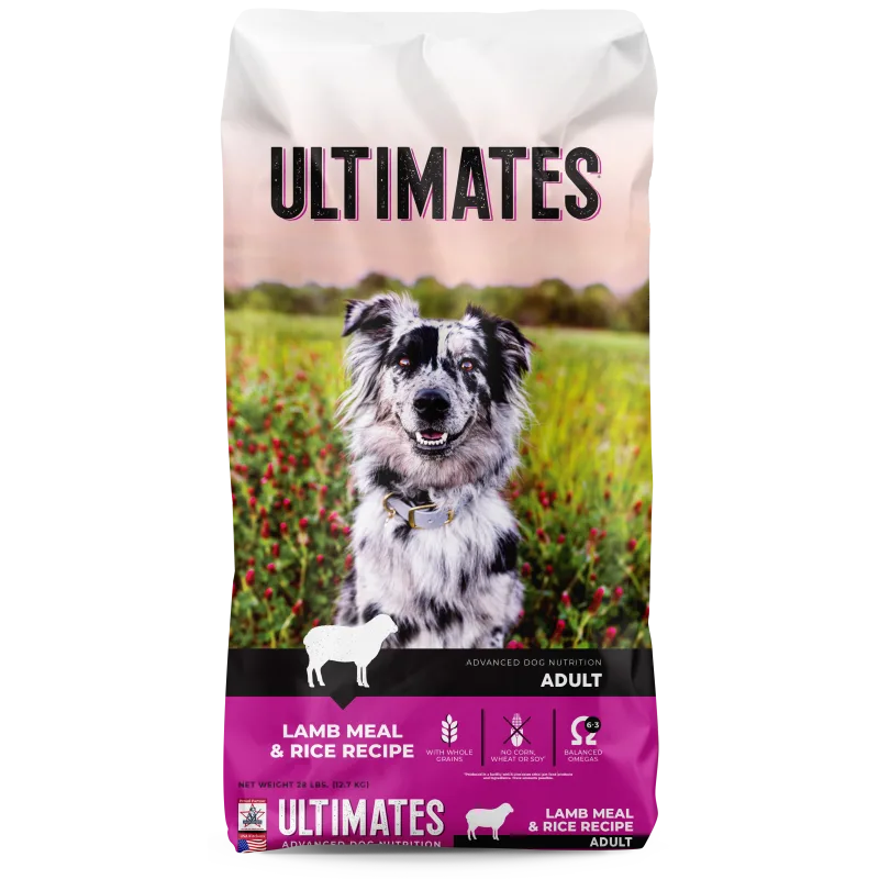 Ultimates Lamb Meal & Rice Recipe Adult Dry Dog Food 28lb bag front