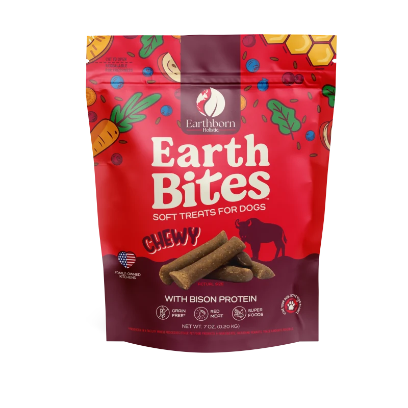 Earthborn Holistic Earth Bites chewy soft dog treats with bison protein grain free 7oz bag