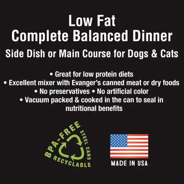 Evanger's Complements Vegetarian Low Fat Complete Balanced Dinner